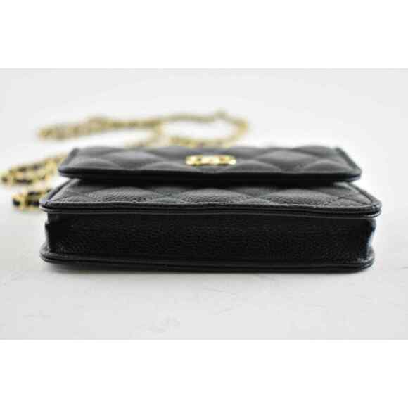 Chanel 21B Black Caviar Mini Wallet On Chain Gold COCO Shoulder Crossbody Bag - Picture 6 of 10